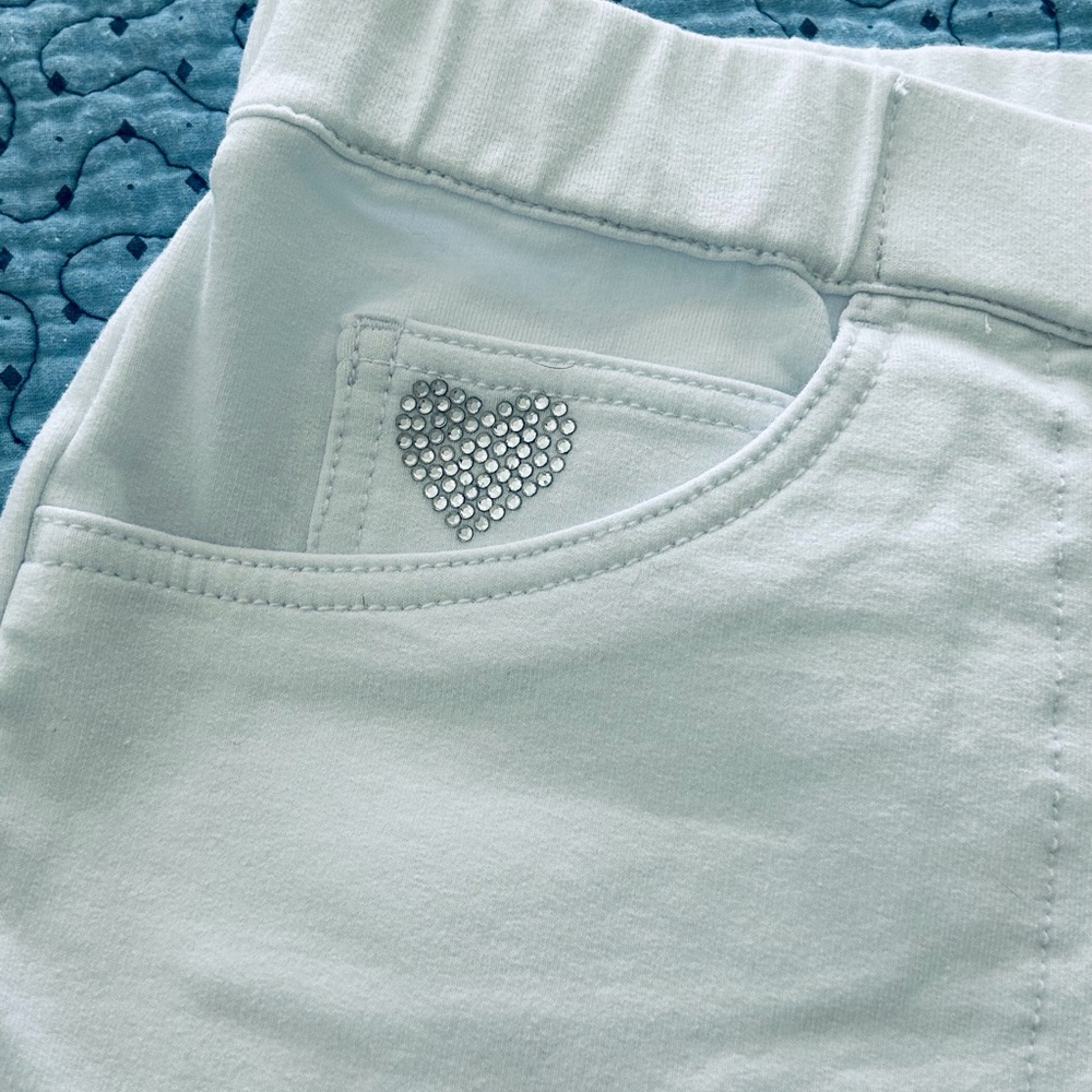 WOMANS STRETCH CAPRIS WHITE AND PINKY/CORAL - Picture 2 of 5
